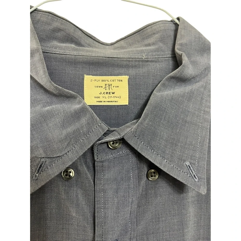 J Crew Mens XL Blue 2 Ply 100% Cotton‎ Button Down Dress Shirt Made in Mauritius